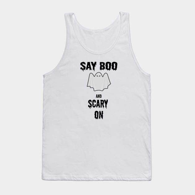 Halloween Say Boo Ghost Tank Top by stokedstore